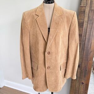 Lawless Tan Suede Leather Blazer Jacket Size XL‎